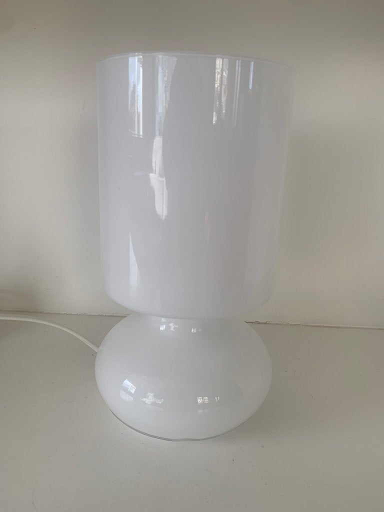 IKEA Lykta tafellamp wit glas, 25 cm, Wit, IKEA, Met stekker