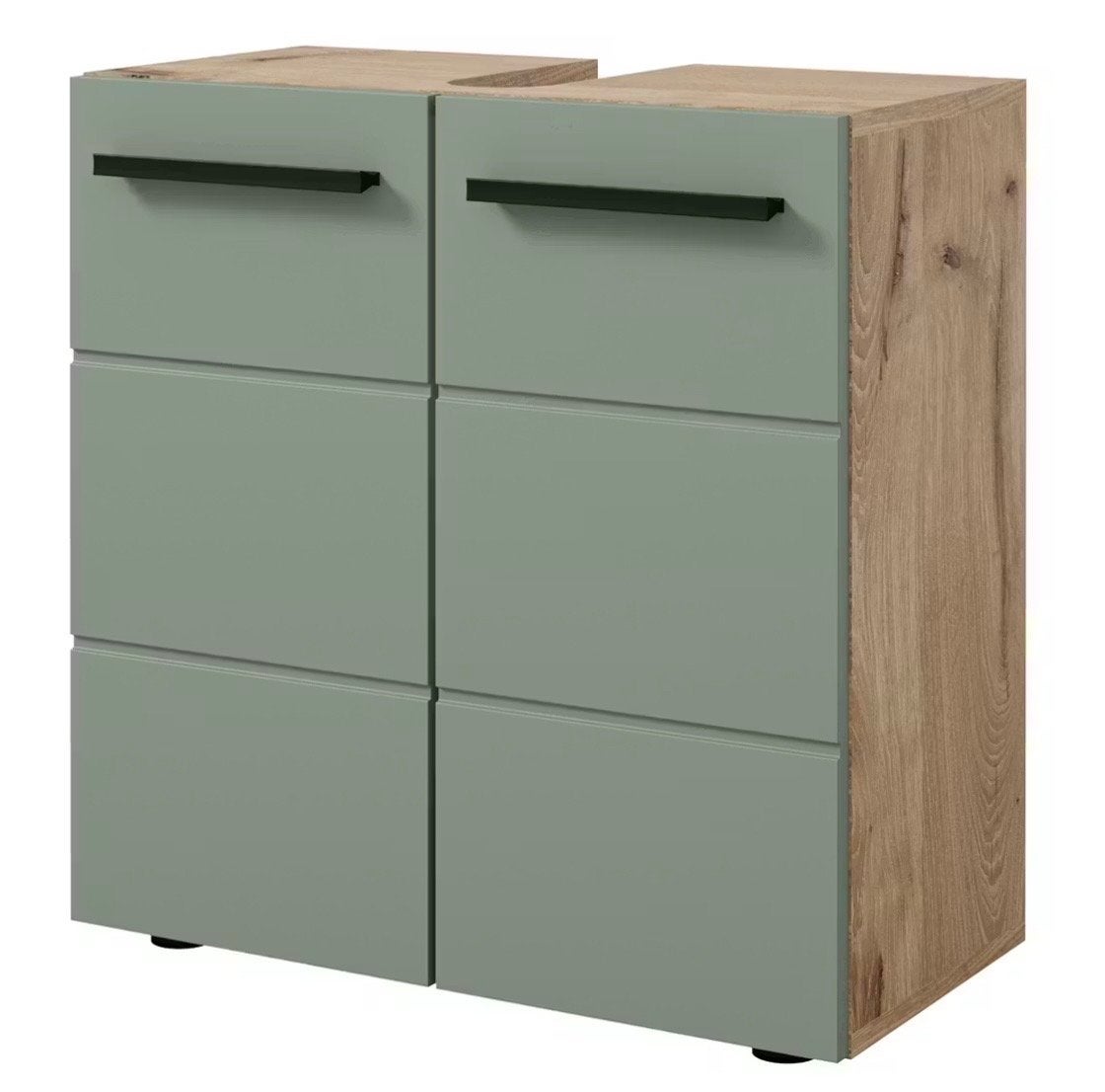Wastafelonderkast groen/mintgrijs/eiken, ook als set te koop, Ophalen, 50 tot 100 cm, Zo goed als nieuw, Minder dan 100 cm