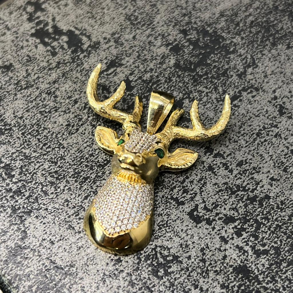 14 karaat gouden kettinghanger rendier hert nieuw, Ophalen of Verzenden, Nieuw, Goud, Kruis of Symbool