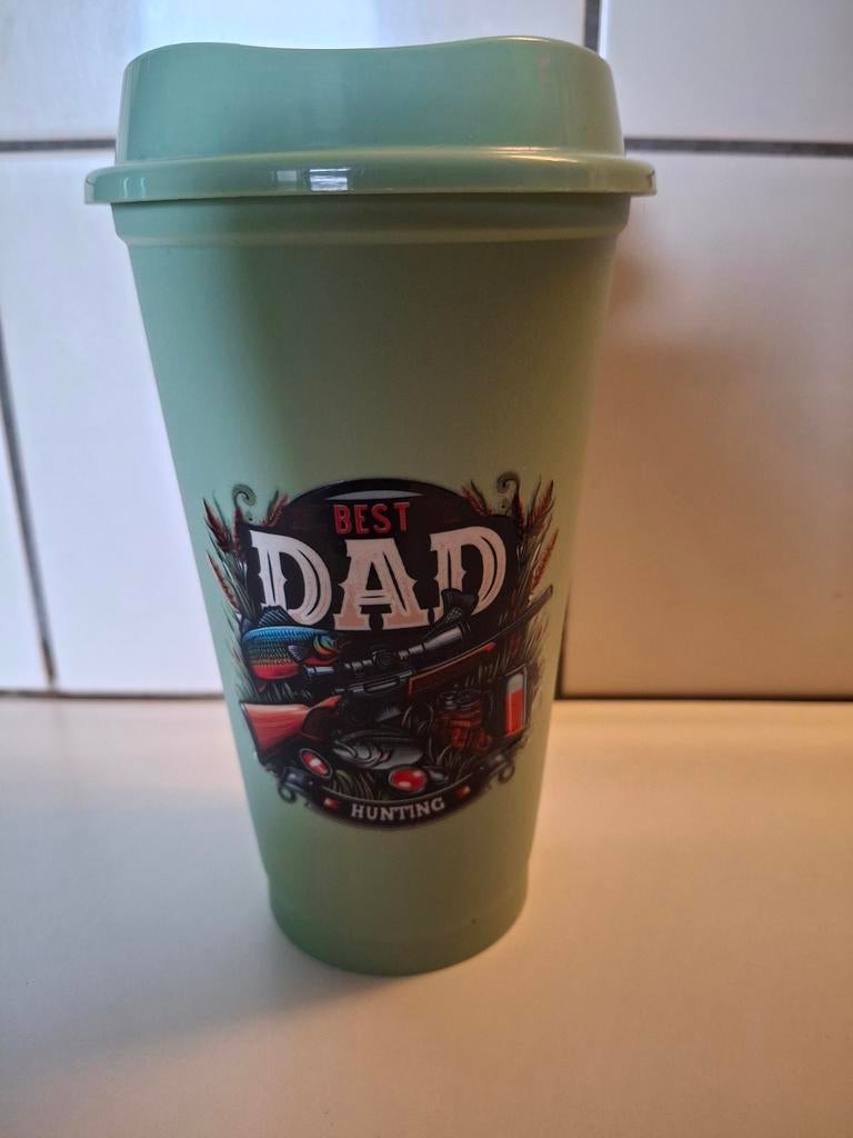 Coffee to go beker best dad nieuw handgemaakt, Nieuw, Ophalen of Verzenden, Overige stijlen, Overige materialen