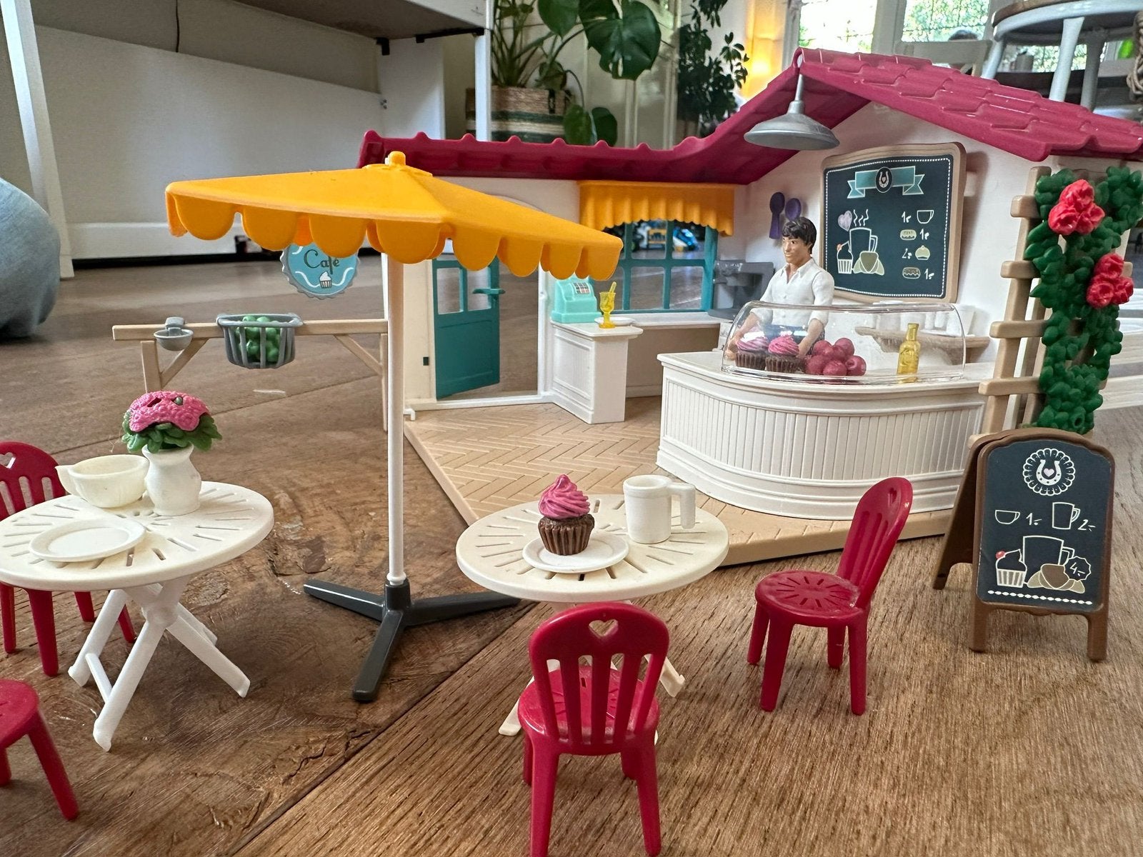 Schleich 42592 ruitercafe met extra hek, Ophalen of Verzenden, Gebruikt