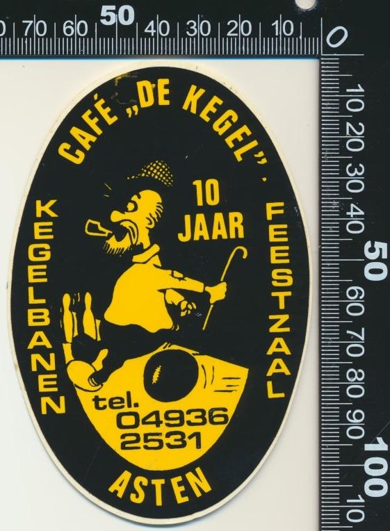Sticker: Cafe De Kegel - 10 Jaar - Asten, Ophalen of Verzenden, Zo goed als nieuw, Bedrijf of Vereniging