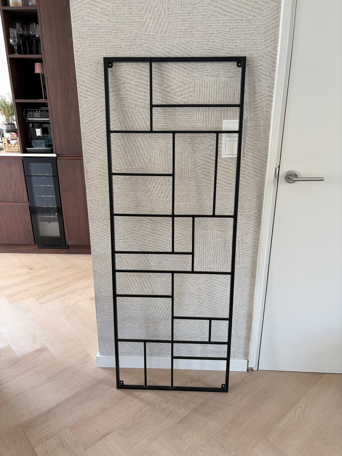Zwart metalen wanddecoratie 55x150cm, Ophalen, Metaal, Zwart, Zo goed als nieuw
