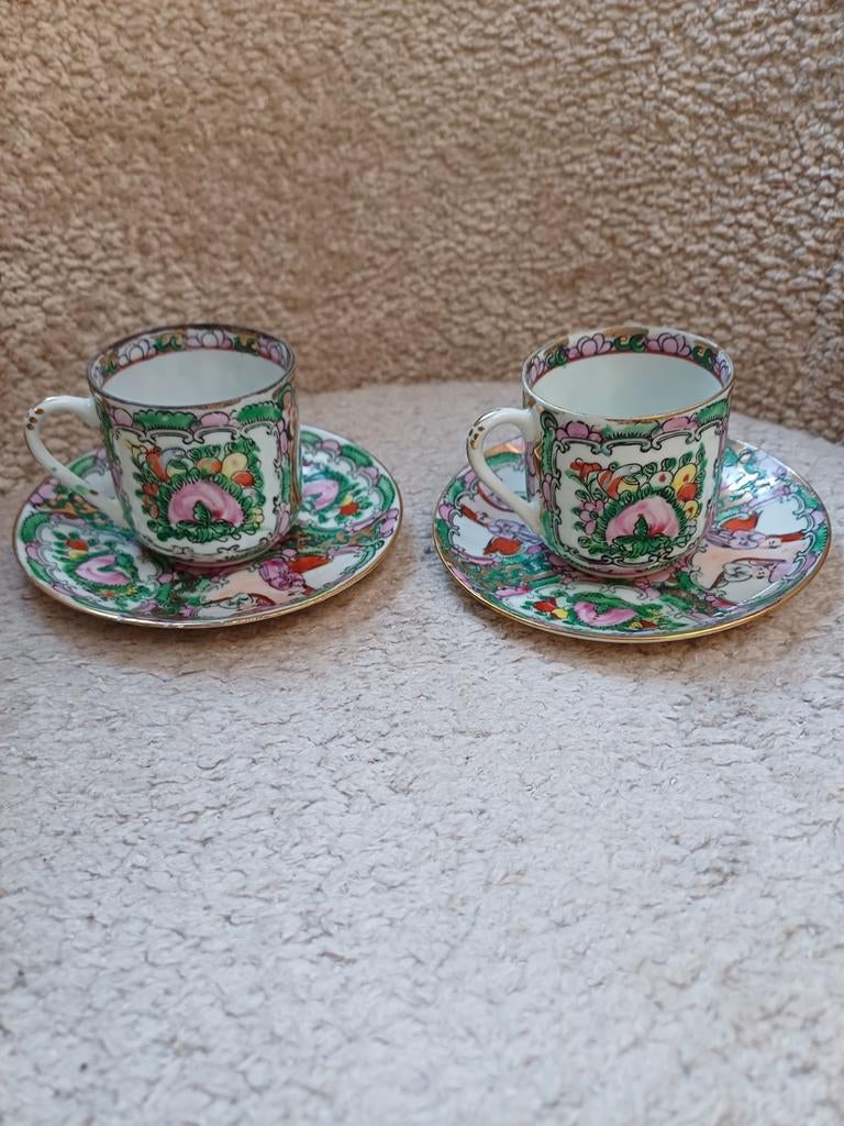 Set van 2 antieke Chinese porseleinen theekopjes, Antiek en Kunst, Ophalen of Verzenden