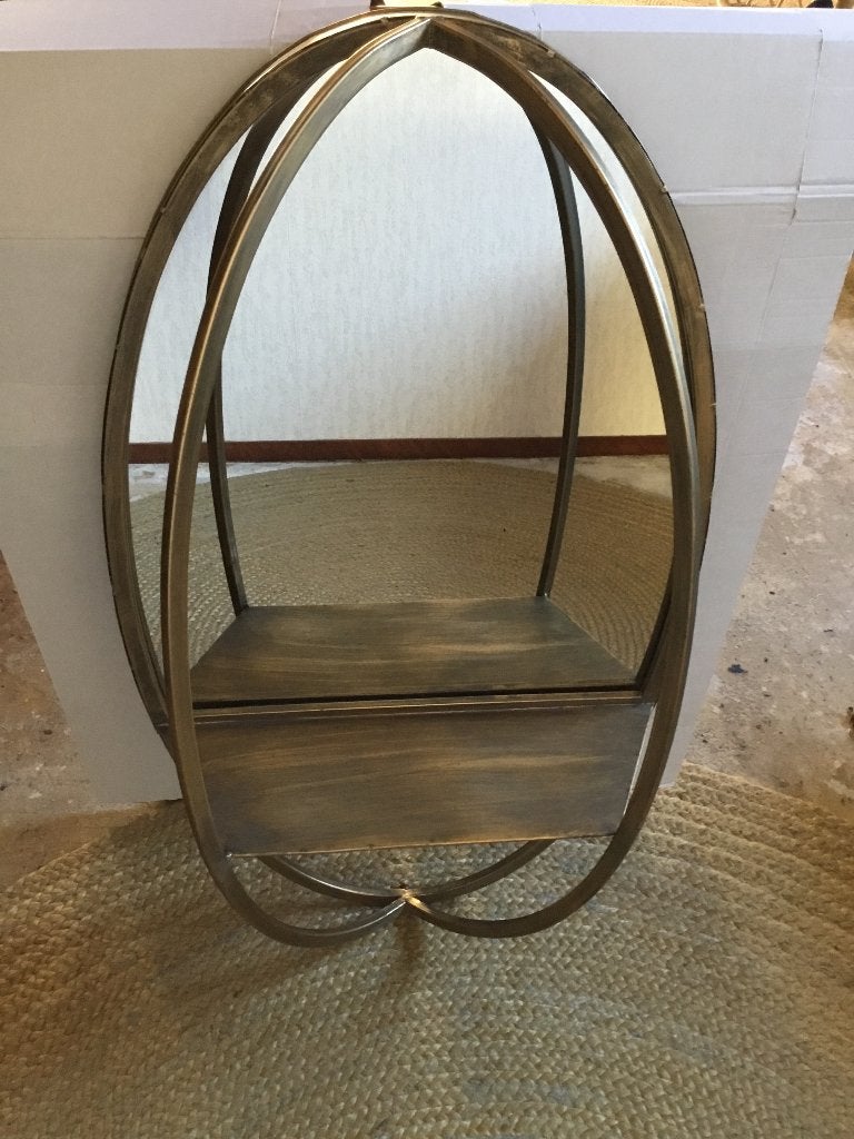 Spiegel met plankje,PTMD Collection,ovaal,brass/goudkl,ijzer, Huis en Inrichting, Ophalen, Minder dan 50 cm, Zo goed als nieuw