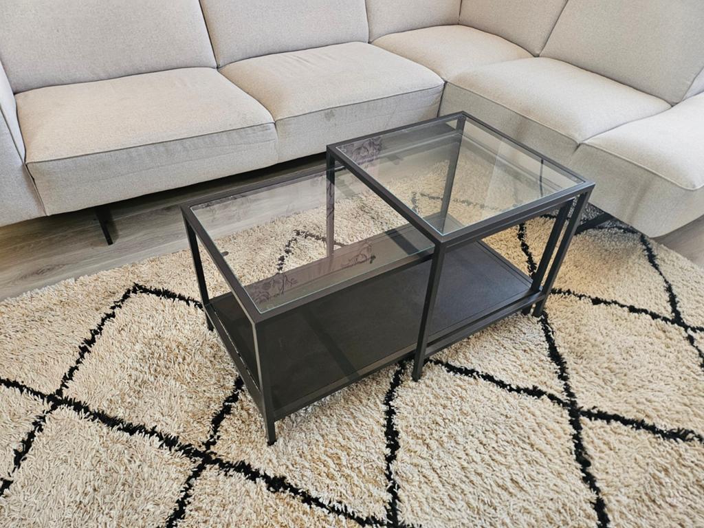 Glazen Ikea salontafel - 92x50x50cm, Ophalen, Gebruikt, 50 tot 100 cm, 50 tot 75 cm