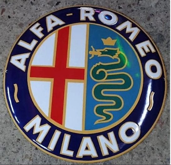 Alfa Romeo Milano groot emaillen reclame bord, Verzamelen, Reclamebord, Am, Nieuw, Ophalen of Verzenden
