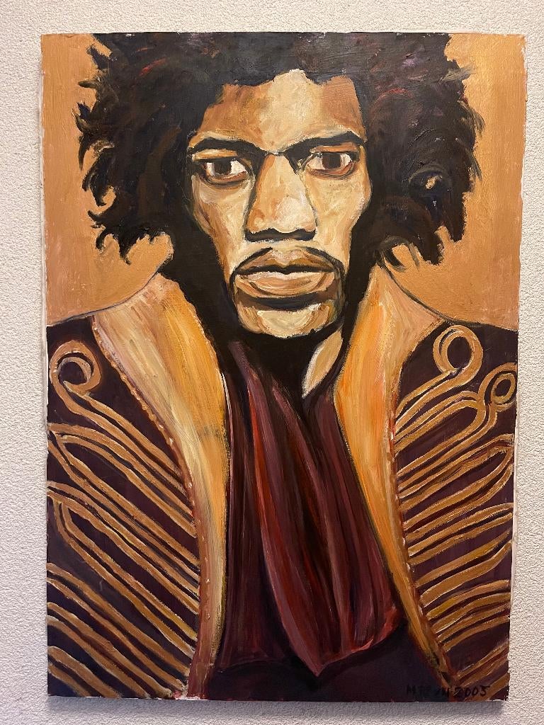 Jimi Hendrix Schilderij Verf op Doek, Antiek en Kunst, Ophalen