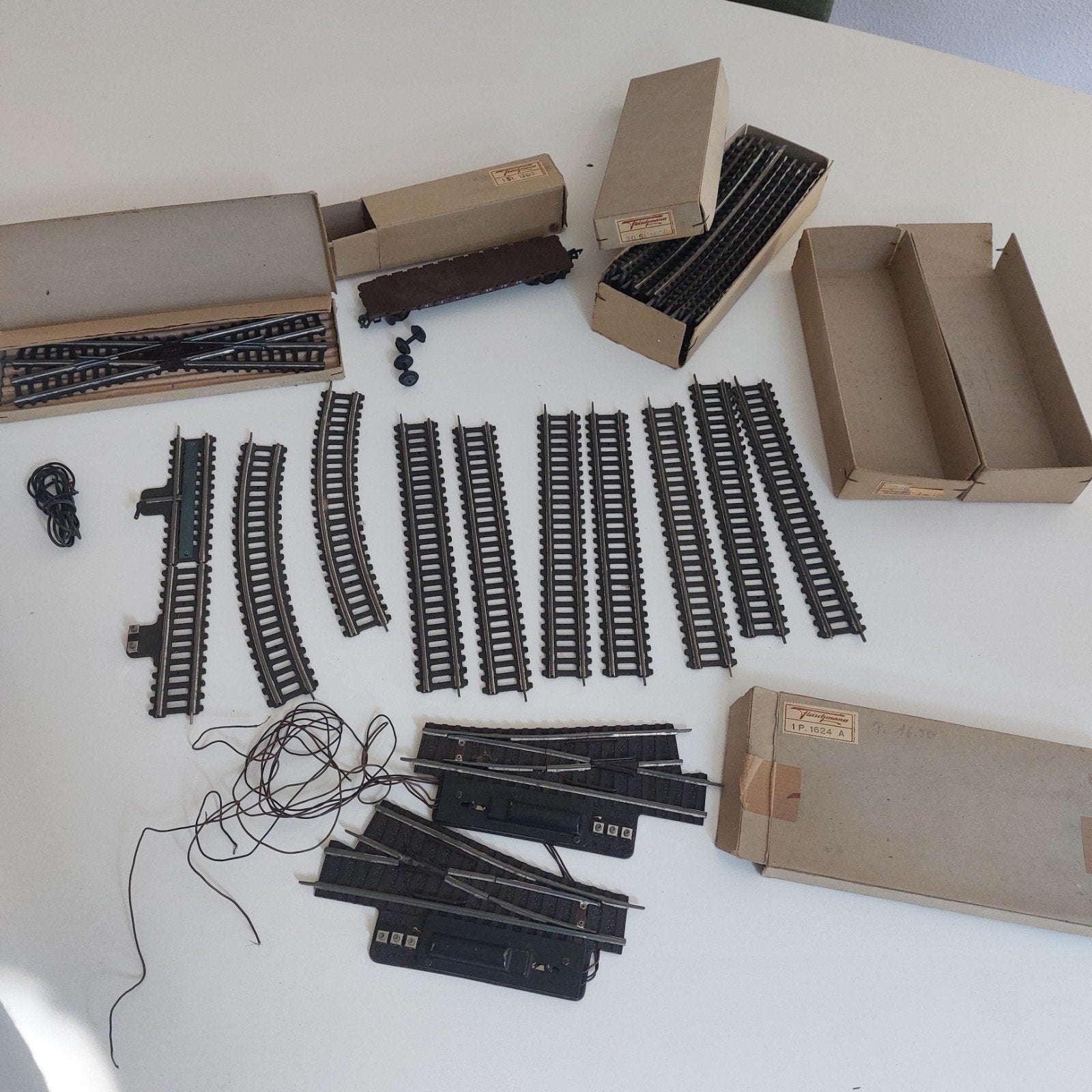 Fleischmann H0 modelspoorbaan set met rails en wagon, Gebruikt, Gelijkstroom, Fleischmann, Rails