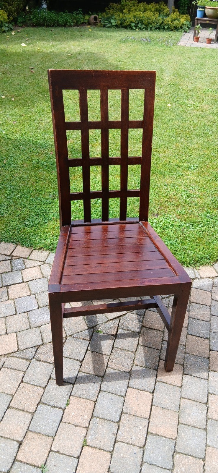 6 x teak houten eetkamerstoelen, keuken stoelen, Gebruikt, Bruin, Ophalen of Verzenden, Landelijk