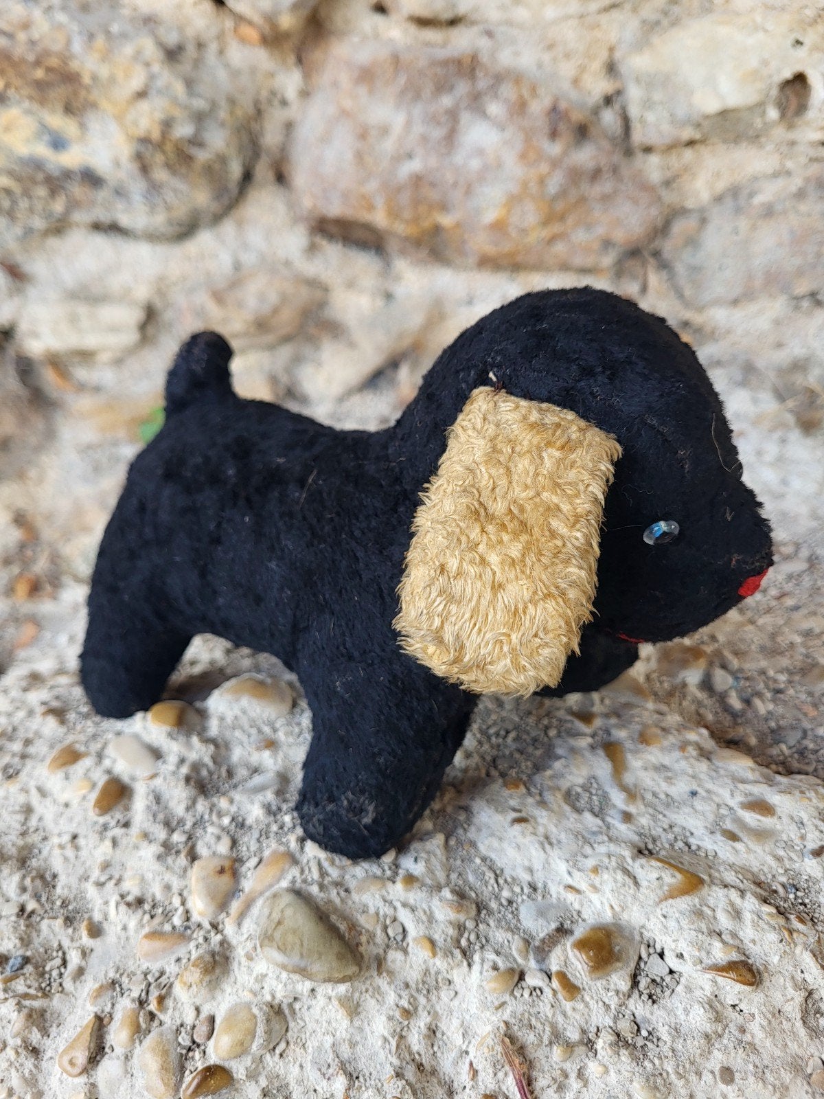 oud frans speelgoed hondje / knuffel/ allegonda, Ophalen of Verzenden, Gebruikt, Hond