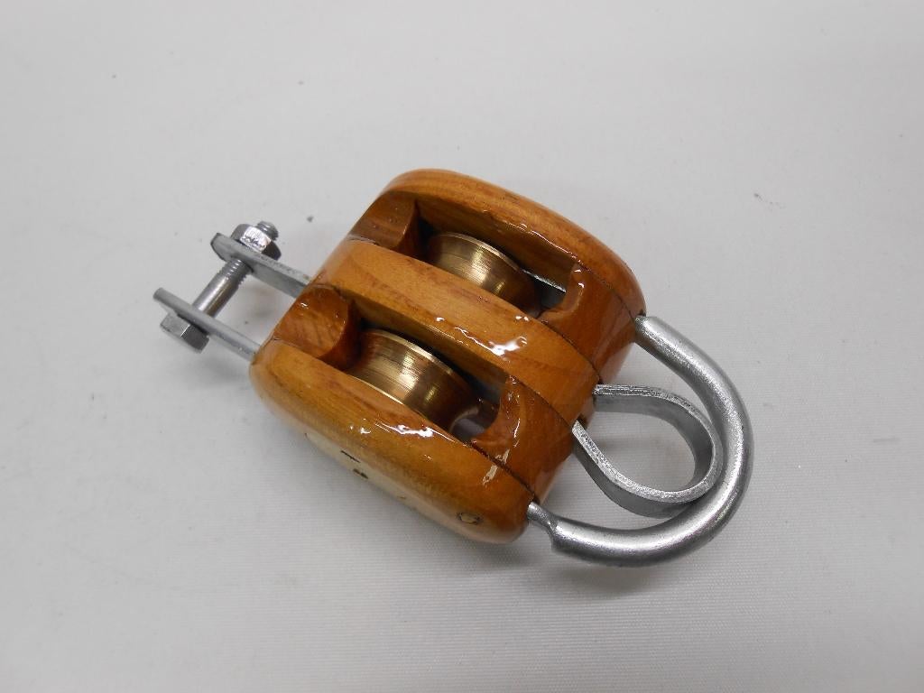 Houten Blokken / Katrollen, dubbelschijfs, hondsvot, 6 - 8mm, Ophalen of Verzenden, Nieuw, Lijn of Blok