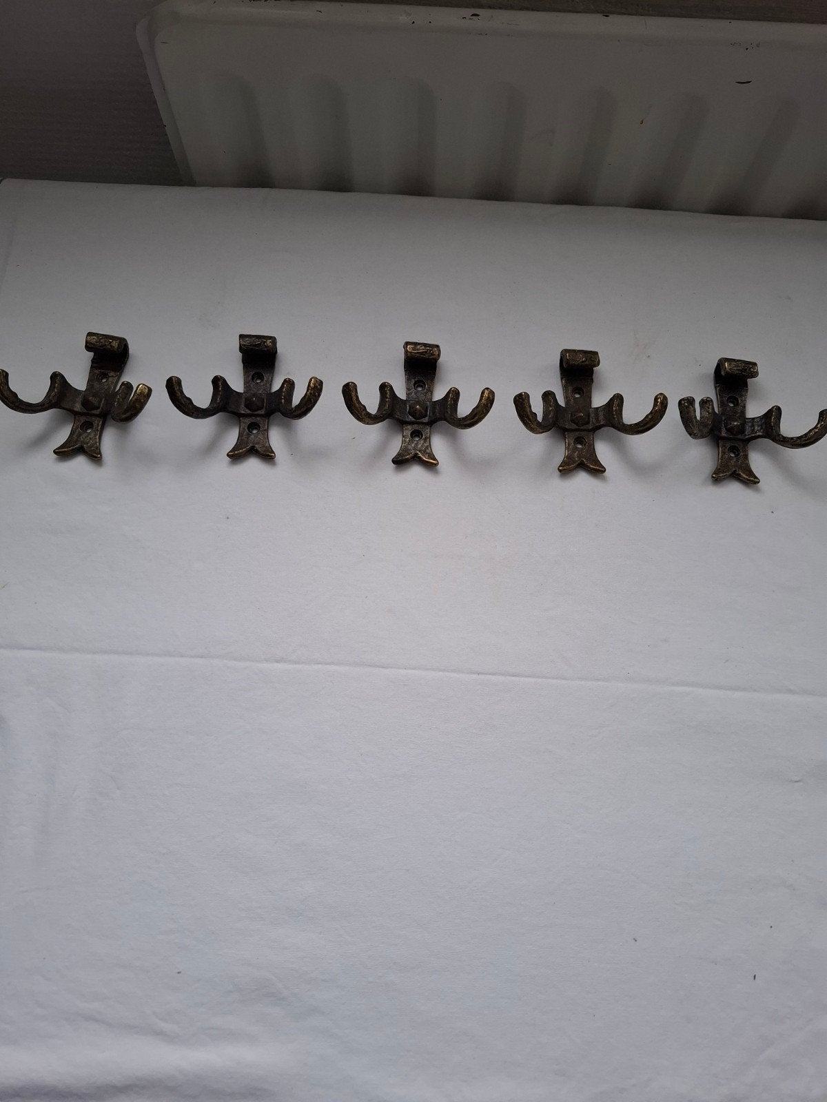 5 stuks koperen kapstokhaken, Huis en Inrichting, Gebruikt, Wandhaken, Ophalen of Verzenden, Minder dan 100 cm