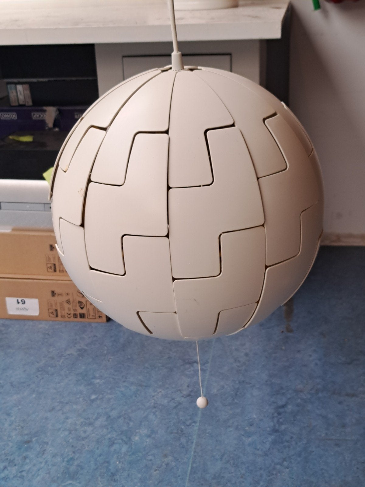 IKEA PS 2014 Hanglamp - Wit/Geel - Bolvormig, Ophalen, Gebruikt, Kunststof