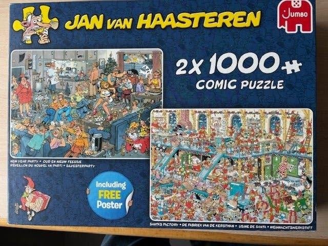 Jan van Haasteren puzzels 2x 1000 stukjes, Ophalen, 500 t/m 1500 stukjes, Zo goed als nieuw, Legpuzzel