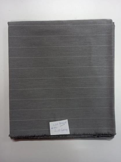 Grijze lap stof met witte krijtstreep (stretch) 210 x 120 cm, 120 cm of meer, Nieuw, Ophalen of Verzenden, Katoen