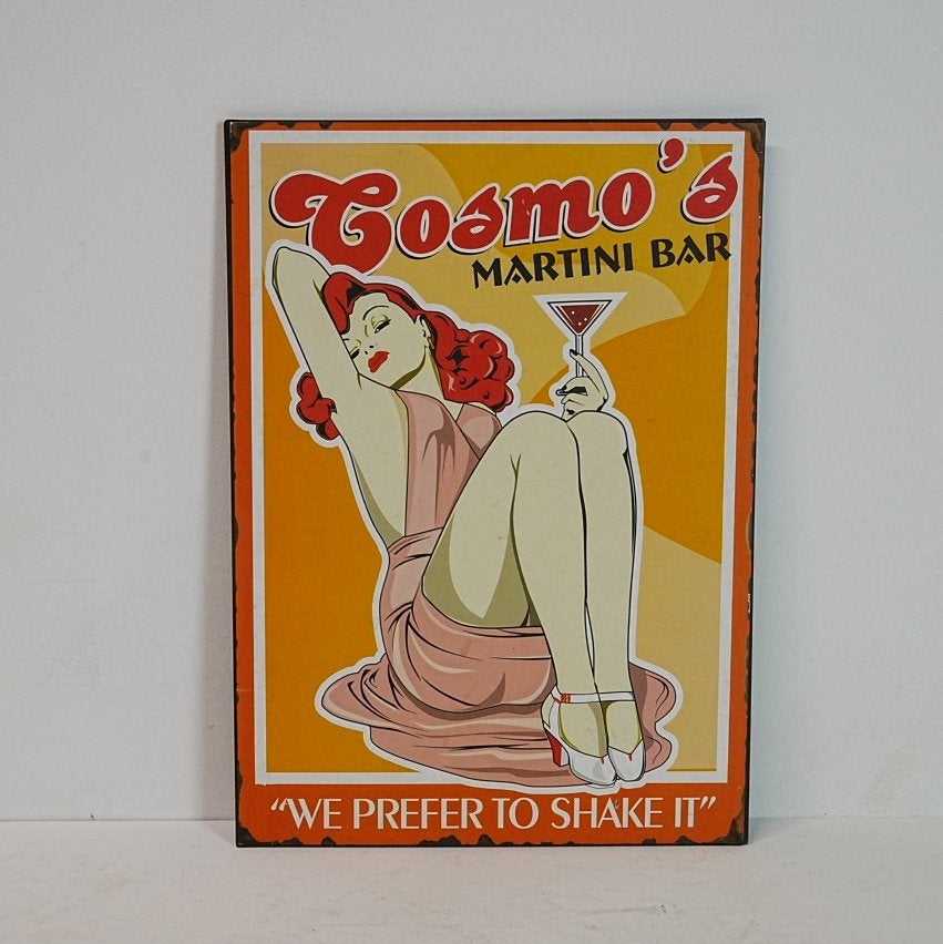 Metalen martini bar bord. 35 cm x 25 cm., Verzamelen, Ophalen of Verzenden, Zo goed als nieuw, Reclamebord