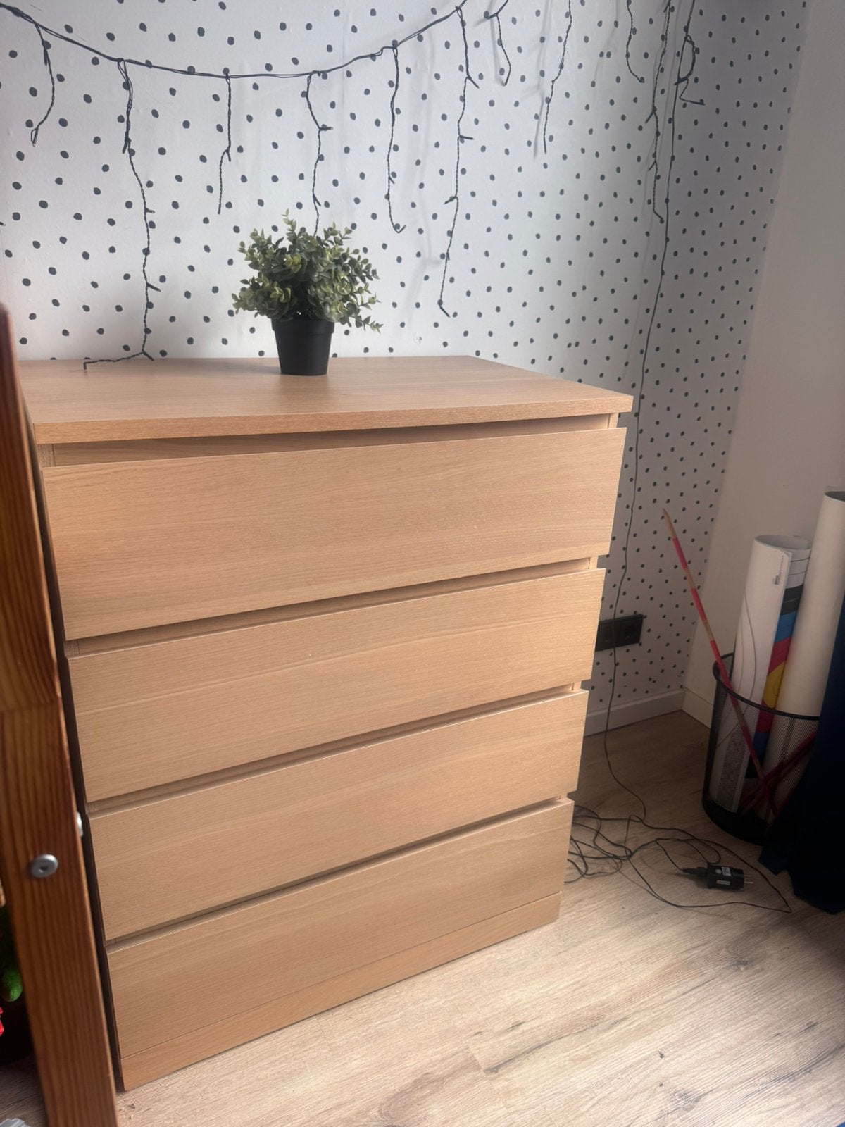 Ikea Malm ladekast eikenkleur 80x100 cm, Ophalen, 50 tot 100 cm, Zo goed als nieuw, 3 of 4 laden