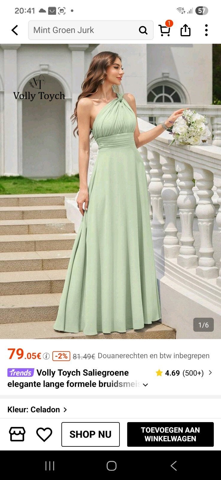 salie groene bruidsmeisjes jurk maat M, Kleding | Dames, Gelegenheidskleding, Maat 38/40 (M), Galajurk, Ophalen of Verzenden, Zo goed als nieuw