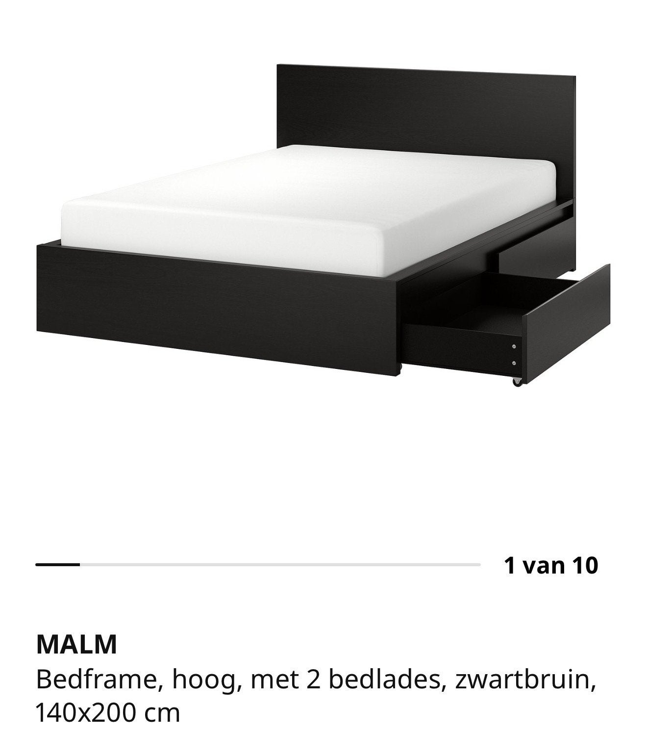 IKEA Malm Bed zwartbruin, Ophalen, Gebruikt, Zwart, Tweepersoons