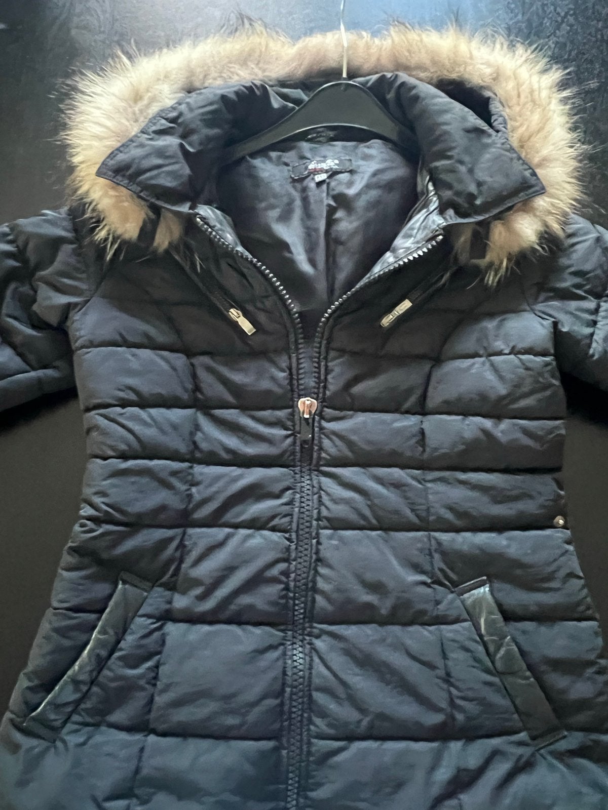 Frocella Winterjas met Echt Bontkraag - Maat 38, Kleding | Dames, Ophalen of Verzenden, Zo goed als nieuw, Maat 38/40 (M), Zwart