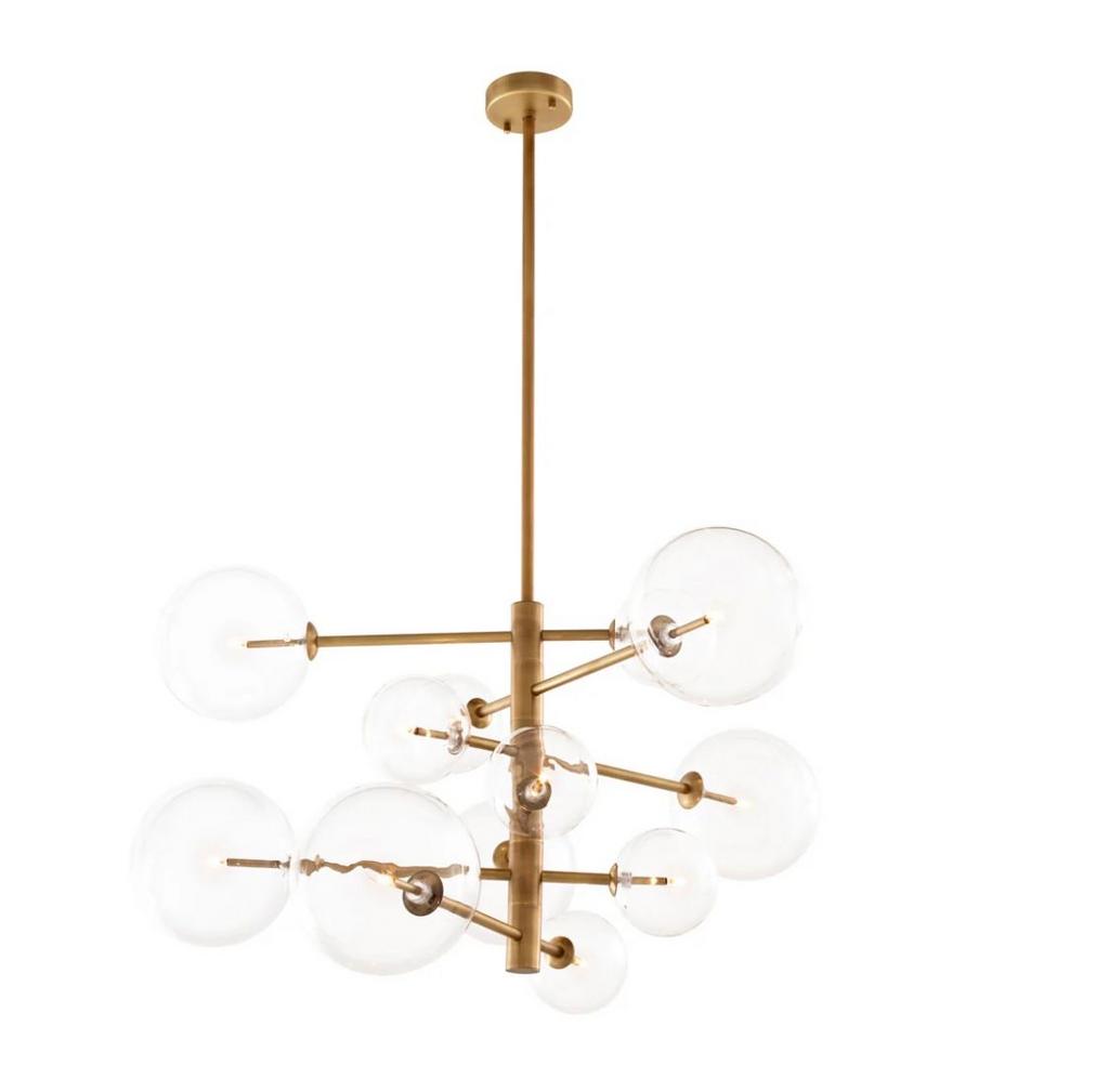 Eichholtz Chandelier Argento S antiek messing, Ophalen, Nieuw, Glas, 75 cm of meer