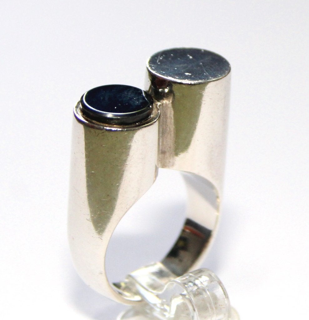 Modernistische Sterling Zilver Ring Relo Design Oostenrijk, Ophalen of Verzenden, Zilver, Ring, Met edelsteen