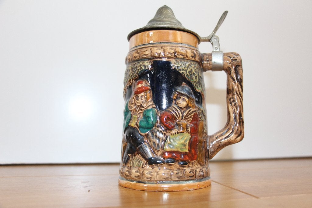 Stenen Duitse bierpul met deksel, Ophalen of Verzenden, Zo goed als nieuw, Pul(len), Overige merken