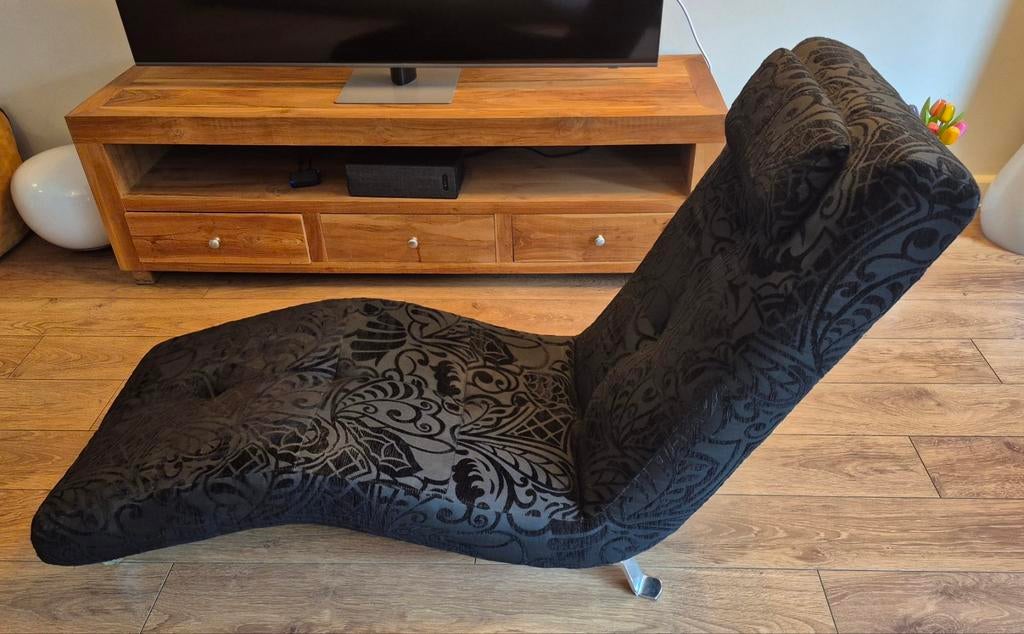 Zwarte Loungestoel Zara Black - 165x88 cm, Huis en Inrichting, Stoelen, Modern, Lounge, Zwart, Ophalen of Verzenden, Eén
