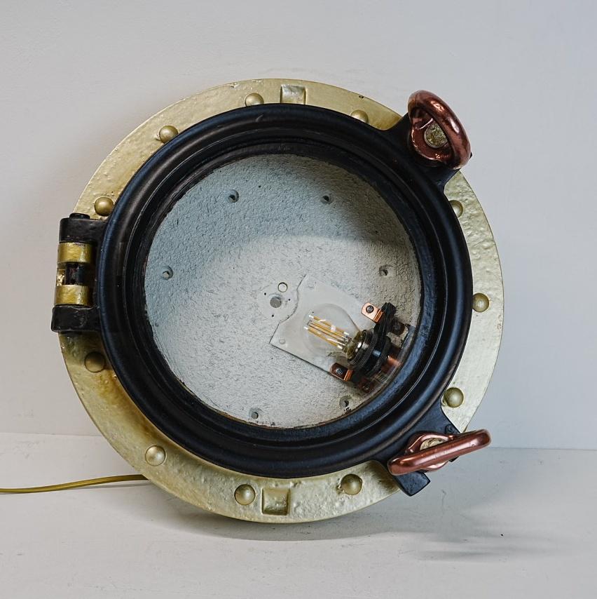 Authentieke patrijspoort met verlichting., Ophalen of Verzenden, Zo goed als nieuw, Motorboot of Zeilboot, Gebruiksvoorwerp