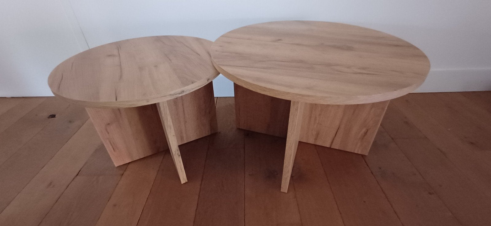 2 Salontafeltjes, Minder dan 55 cm, Rond, Zo goed als nieuw, Ophalen