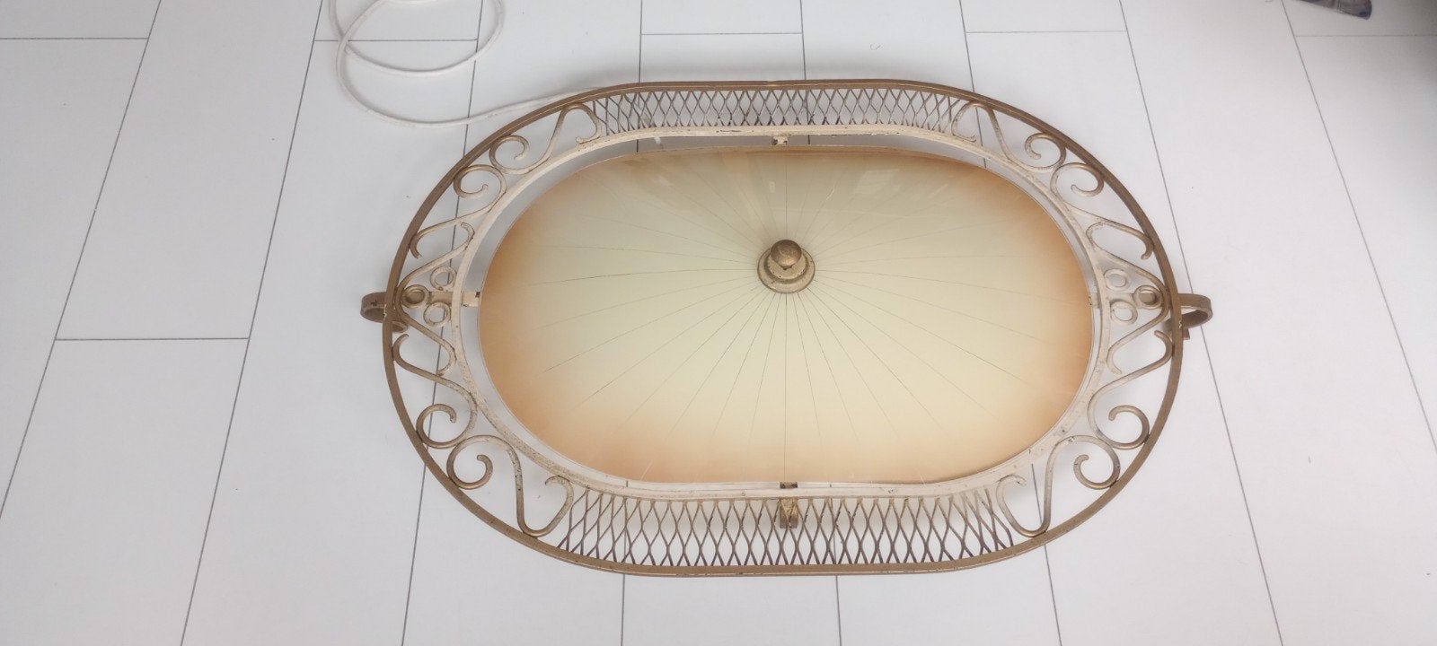 Vintage Ovale Plafonnière - Mid-Century Design, Ophalen