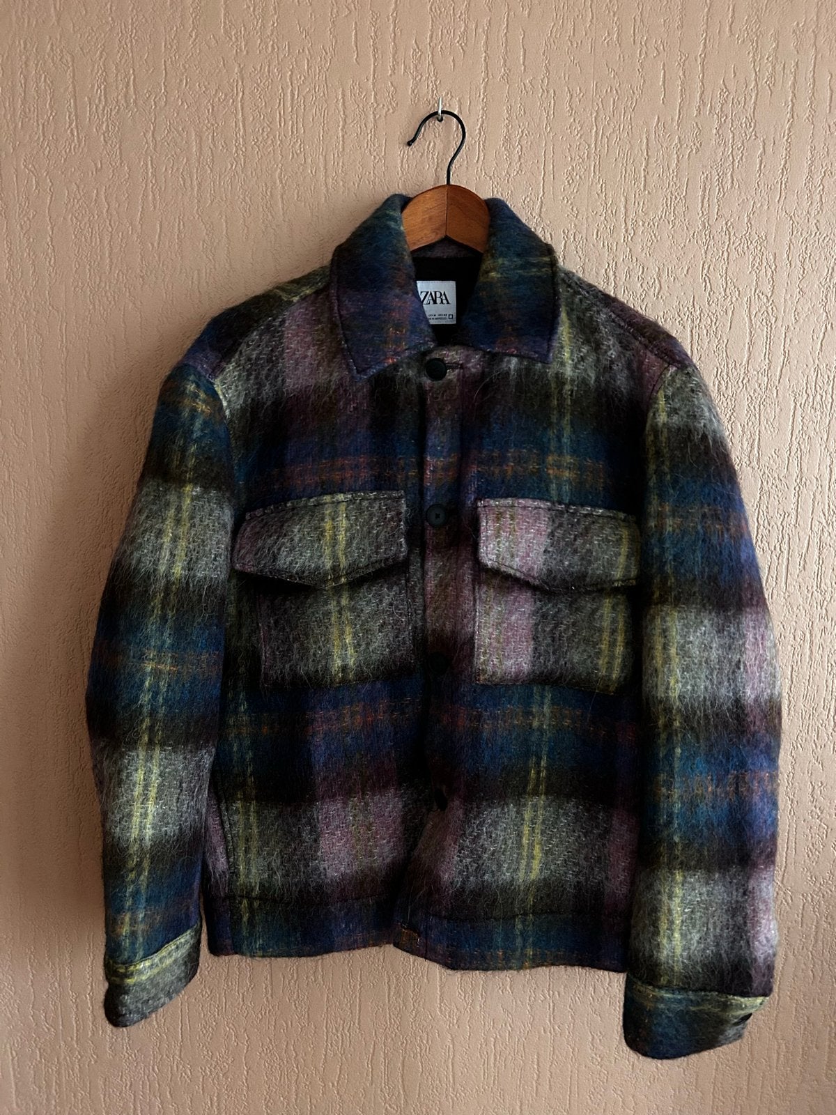 Zara geruite shacket in wolmix - Maat M, Verzenden, Zo goed als nieuw, Maat 38/40 (M), Meerkleurig