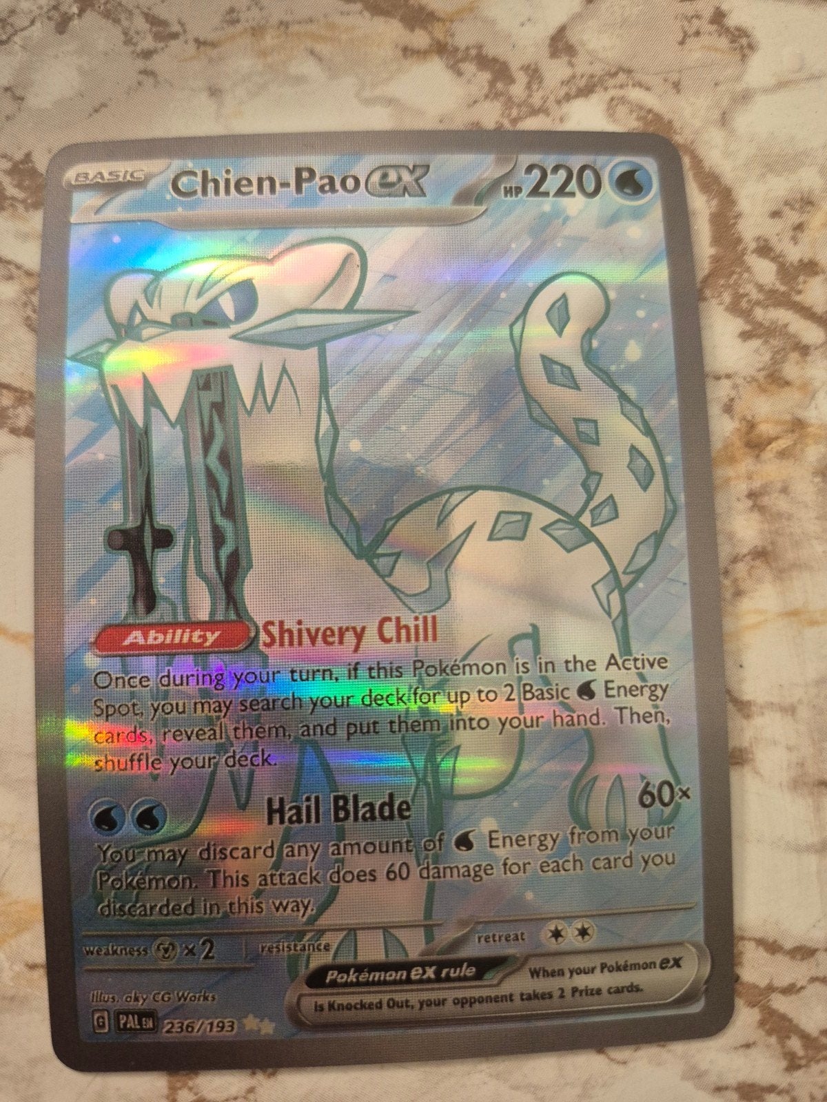 Chien-Pao ex 236/193 Full Art Pokémon kaart, Ophalen of Verzenden, Zo goed als nieuw, Losse kaart, Foil