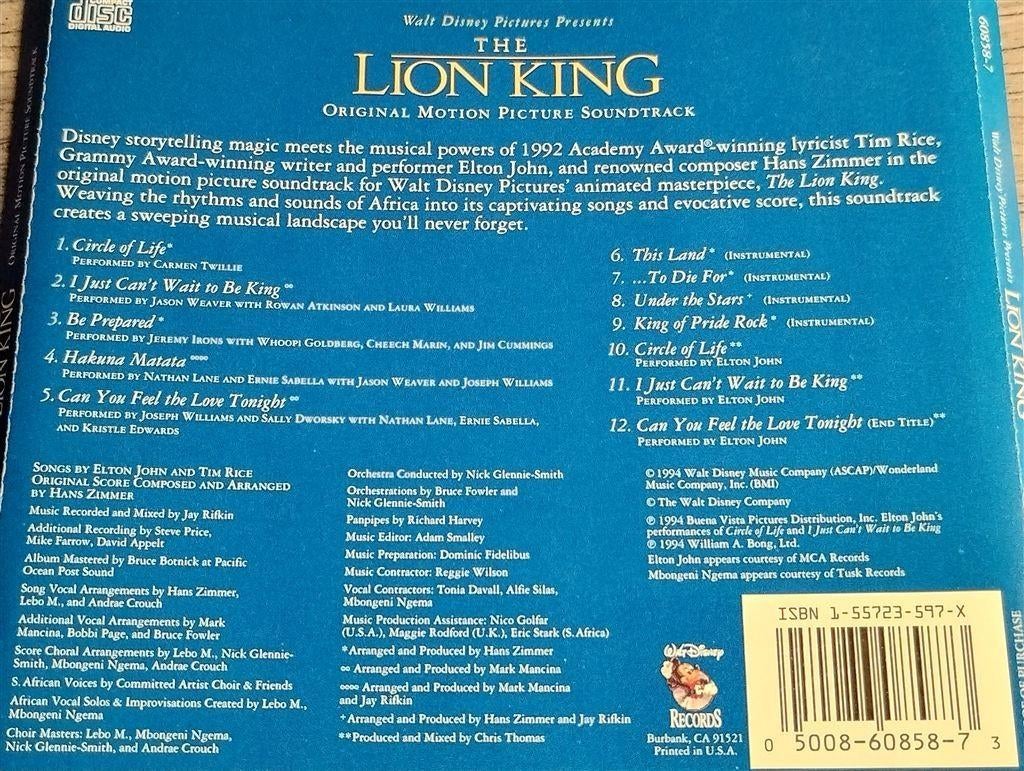 The Lion King - Original Motion Picture Soundtrack, Cd's en Dvd's, Cd's | Filmmuziek en Soundtracks, Ophalen of Verzenden, Zo goed als nieuw