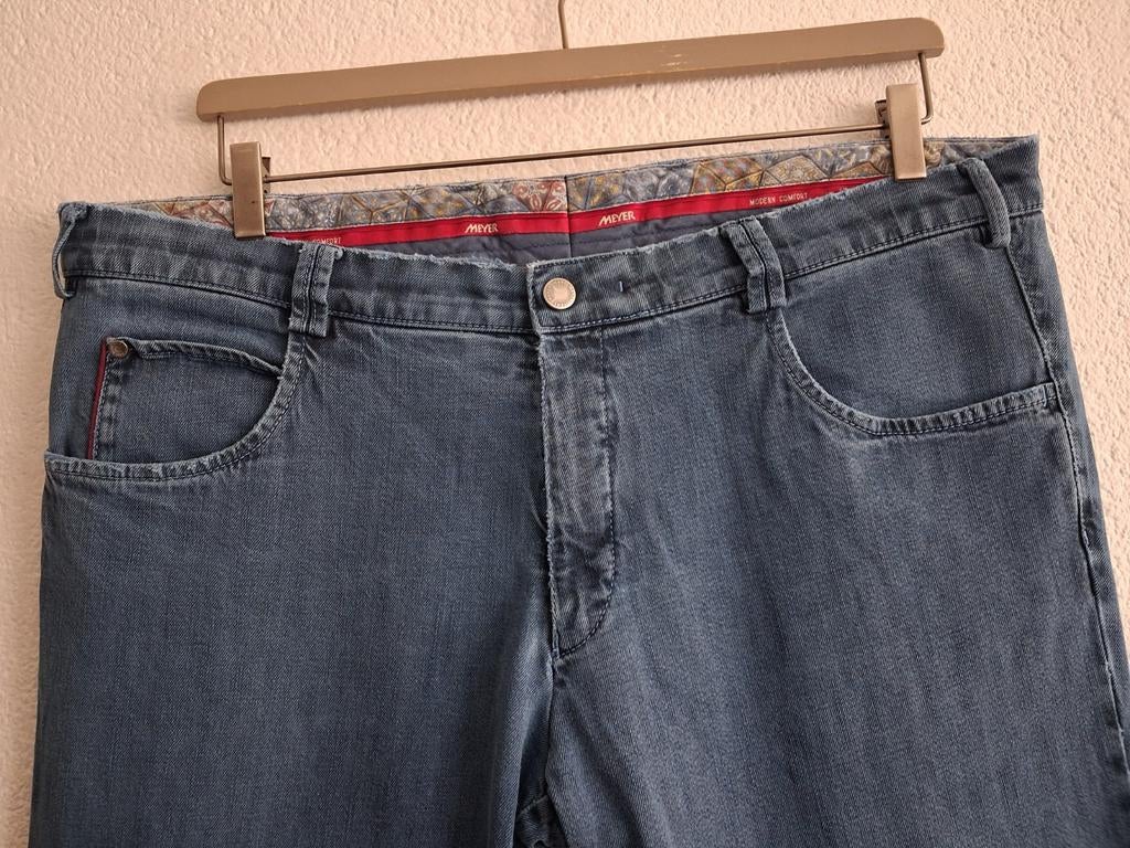 MEYER Jeans Heren - Comfortabele Denim Broek Maat  W36 L32, W36 - W38 (confectie 52/54), Blauw, Ophalen of Verzenden, Zo goed als nieuw