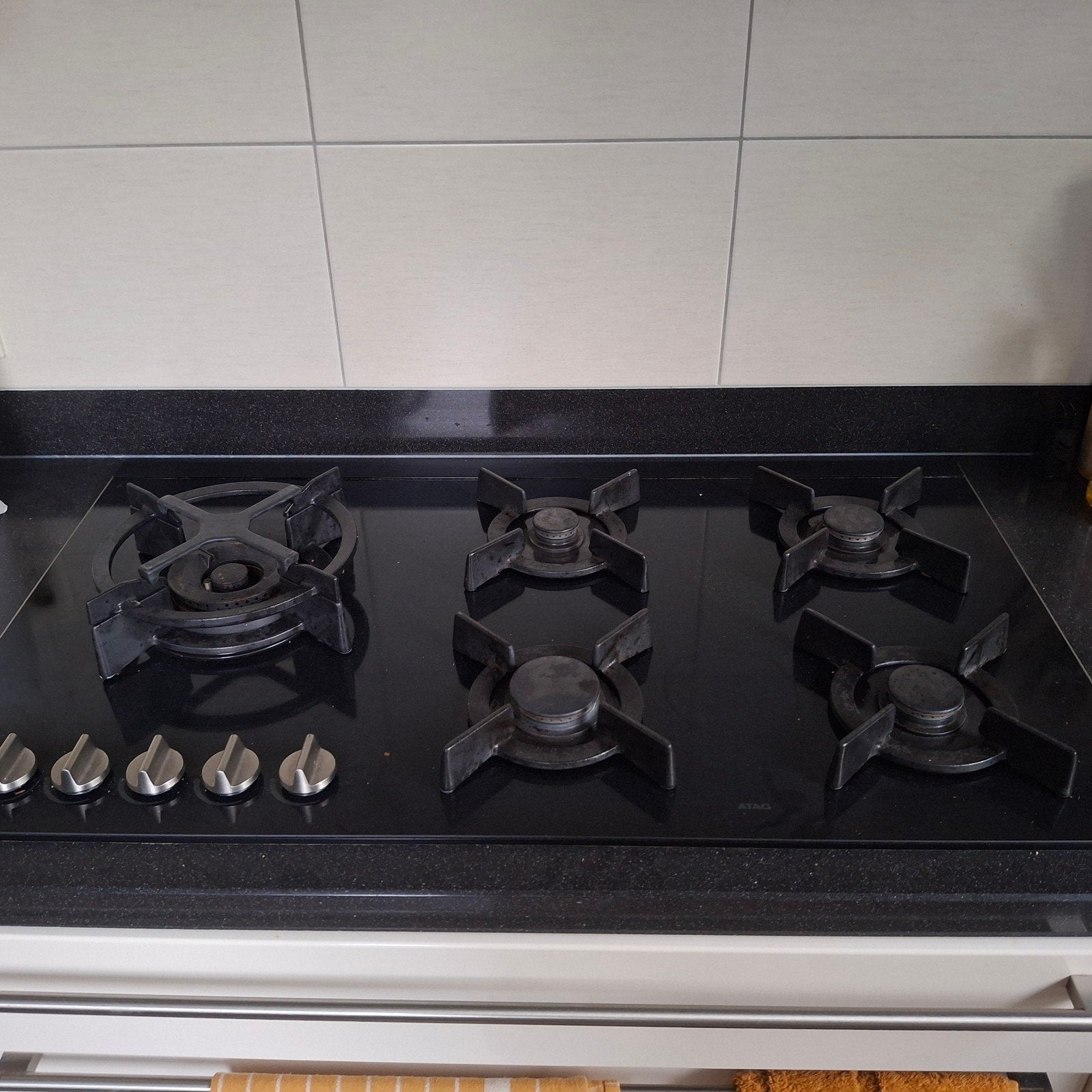 Zwart glazen gaskookplaat PAS IN SEPT OP TE HALEN!!, Ophalen, Gebruikt, Inbouw, Gas