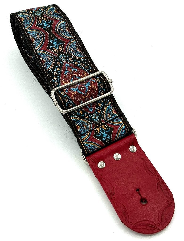 Gitaarband leer GBStof013 bordeaux barok bohemian 159cm, Verzenden, Nieuw, Akoestische gitaar