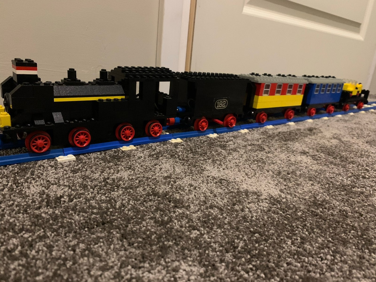 Vintage LEGO Trein 182 met Wagon en Passagierswagons, Kinderen en Baby's, Gebruikt, Overige thema's, Lego, Ophalen of Verzenden