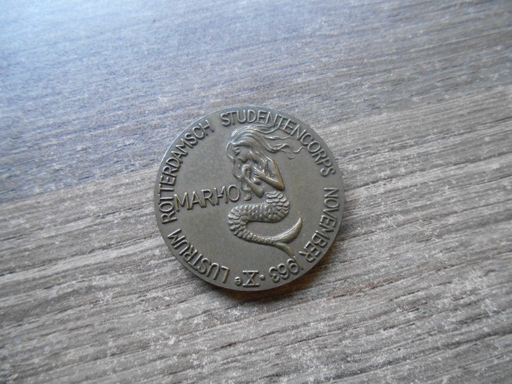 Penning 10e lustrum Rotterdams Studenten Corps 1963, Ophalen of Verzenden, Brons, Nederland