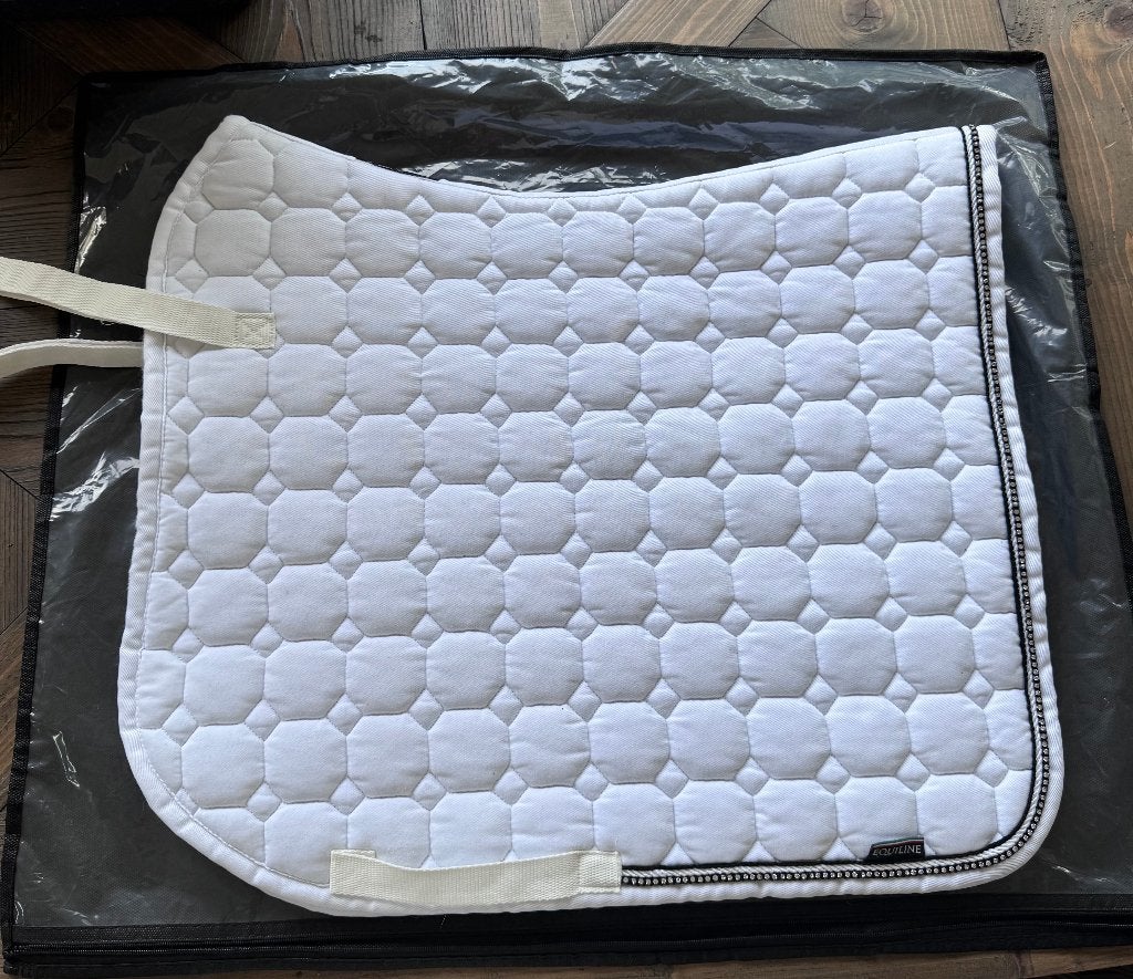 Equiline Octagon Dressuurdekje Wit met Rhinestones – ZGAN!, Full (L), Wit, Katoen, Ophalen of Verzenden