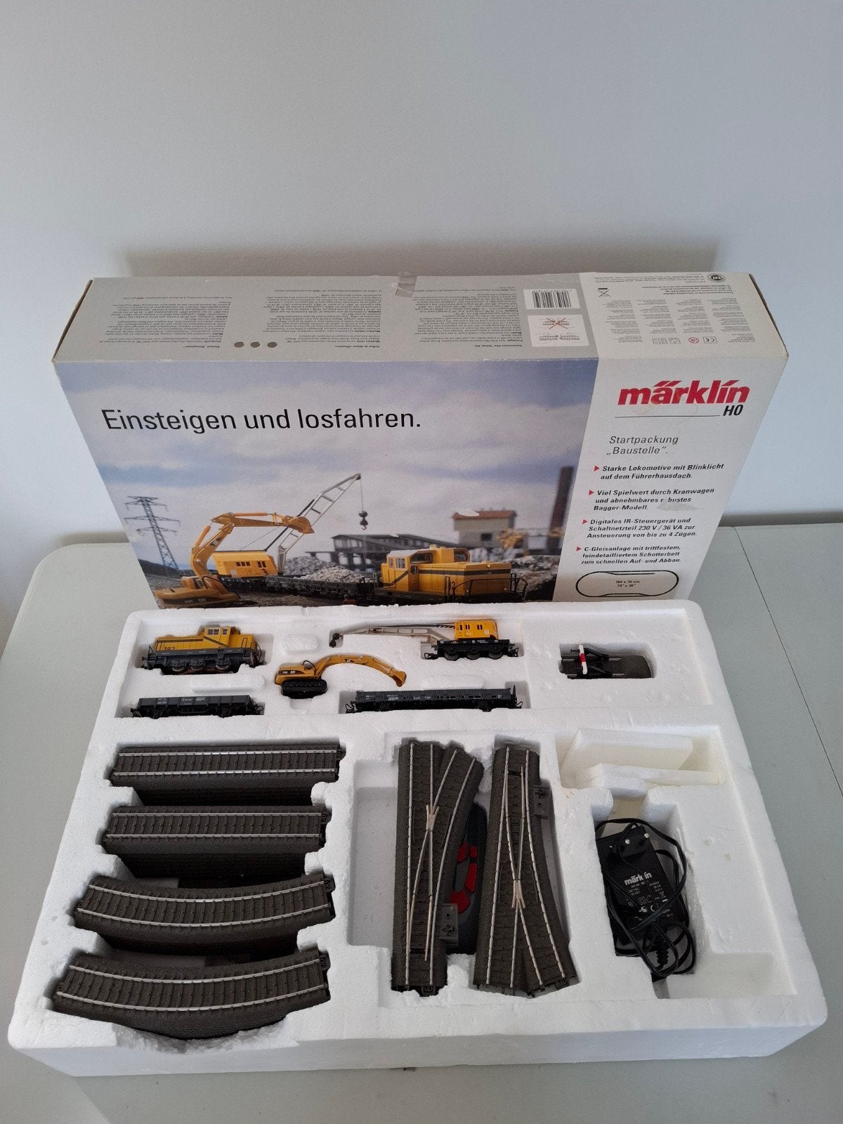 Marklin H0 29181 Startset "Bouwplaats" met veel rails, Wisselstroom, Treinset, Ophalen of Verzenden, Zo goed als nieuw