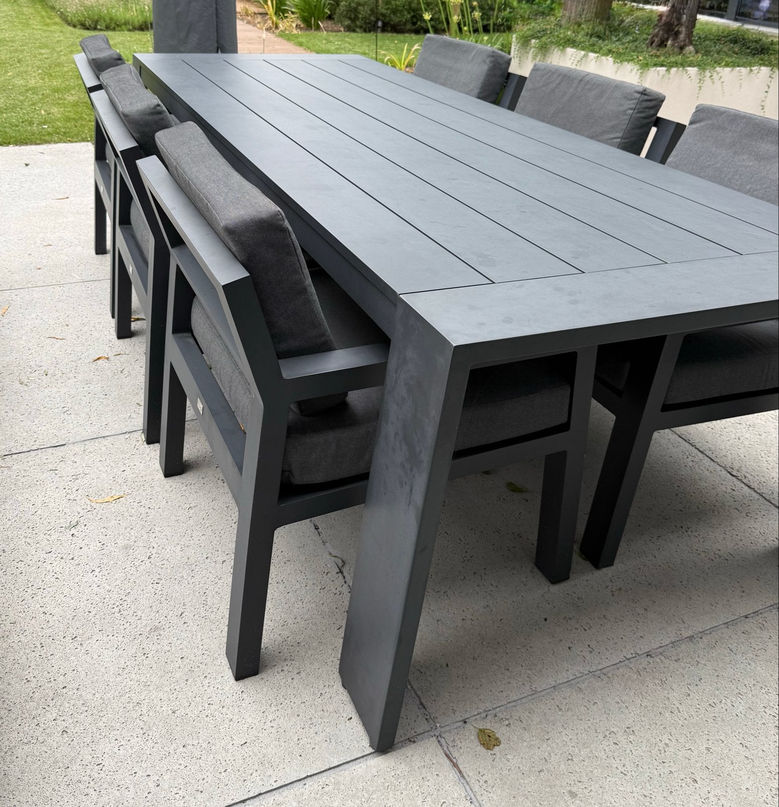 Bellagio Vinadio 255cm low dining tuinset 7-delig - Antracie, Ophalen, Eettafel, 6 zitplaatsen, Aluminium