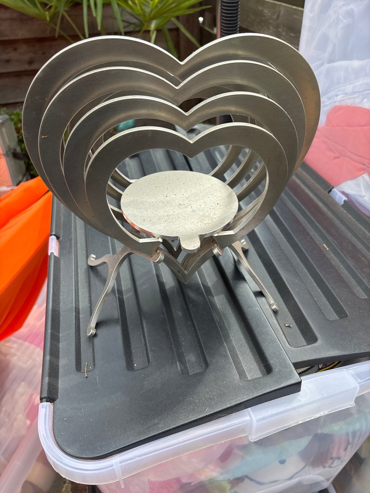 Metalen hartvormige waxinelichthouder, Gebruikt, Waxinelichthouder, Ophalen of Verzenden, Metaal