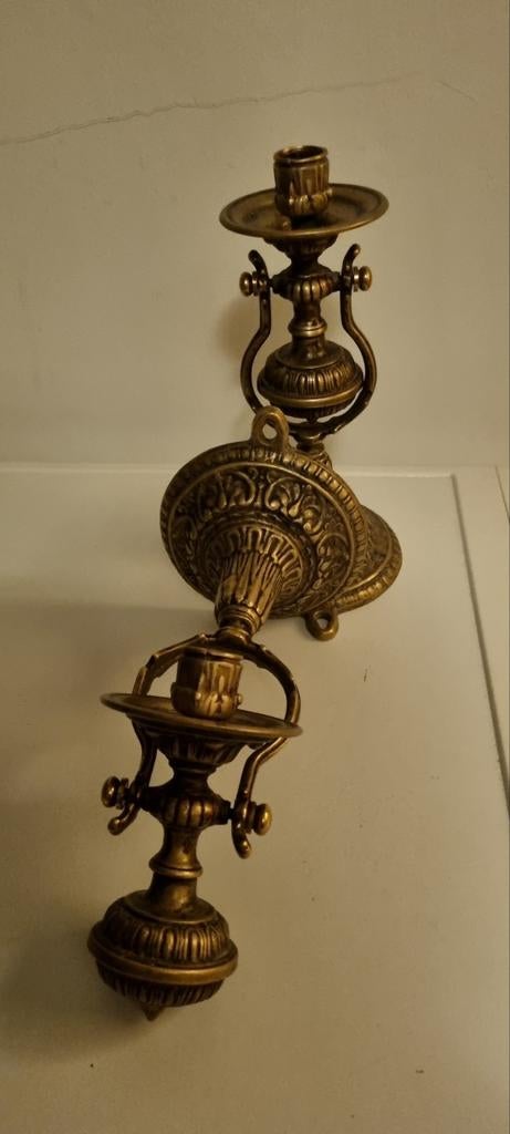 Brons 2x Antieke Scheepskandelaars/Rond 1700, Antiek en Kunst, Ophalen of Verzenden, Koper of Brons