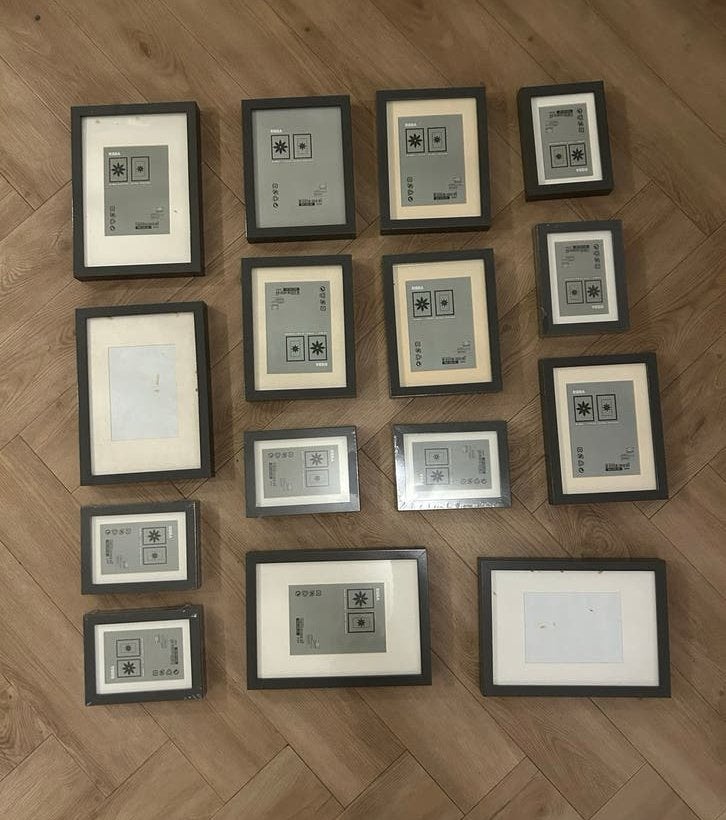 IKEA RIBBA fotolijsten - diverse maten, grijs (28 stuks), Ophalen of Verzenden, Zo goed als nieuw, Met glas, Hout