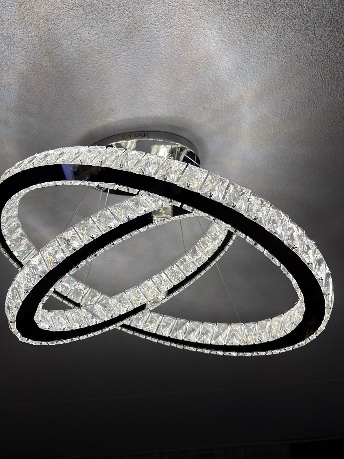Moderne hanglamp met kristallen en spiegel voor woonkamer, Ophalen of Verzenden, Zo goed als nieuw, Glas, Overige fittingen