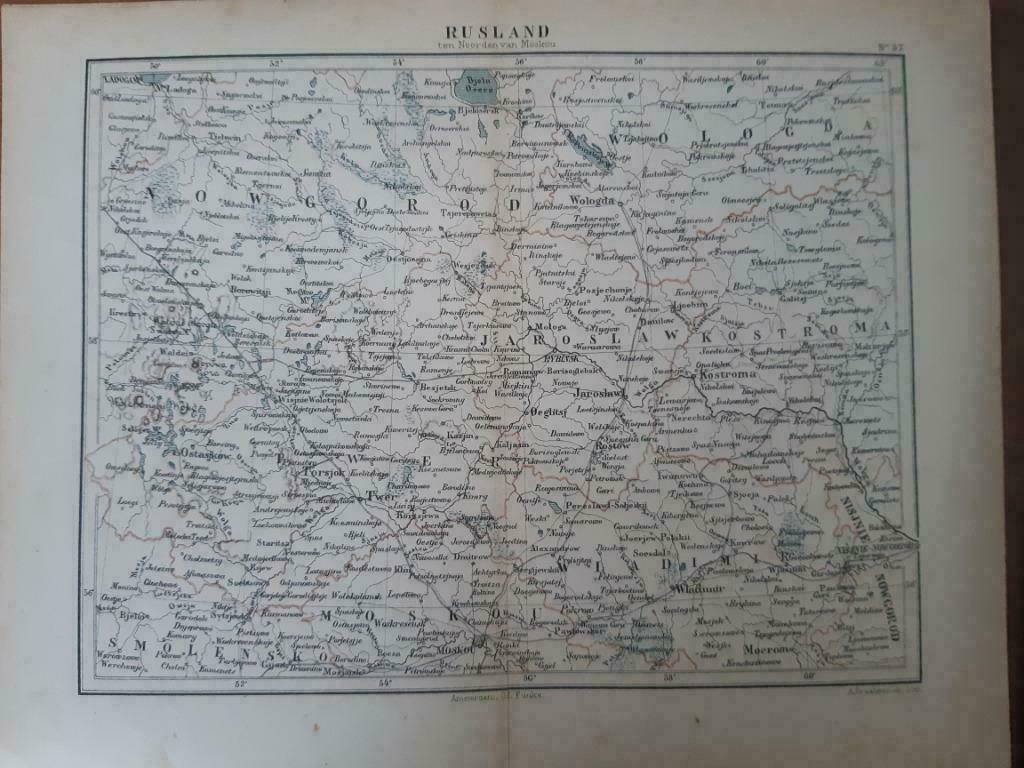 37 / Litho van J. Kuyper uit 1880: Rusland; Noorden Moskou, Ophalen of Verzenden