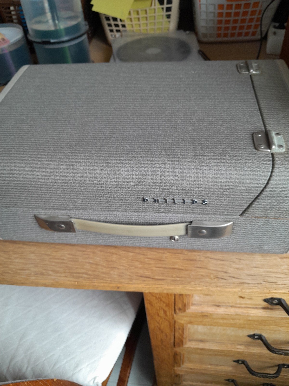 Vintage Philips platenspeler - Draagbaar model, Ophalen, Gebruikt, Platenspeler, Philips