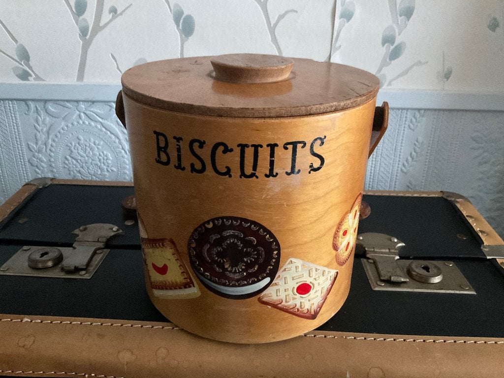 Houten koekjes pot, Ophalen of Verzenden, Gebruikt, Koek(jes), Overige merken